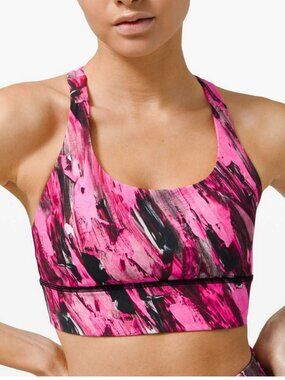 LN Lululemon Energy Bra Long Line Incentive Refresh Multi Women's 6 sports top